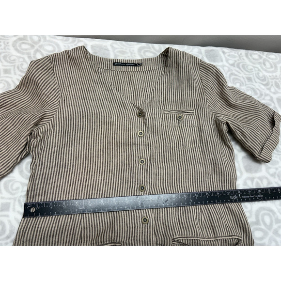 Gudrun Sjoden Brown Striped Pocket Dress Linen Organic Cotton Size S EUC - Picture 9 of 16